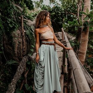 Thaluta Light Blue Maxi Skirt